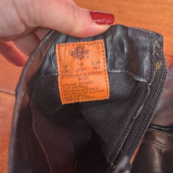 Harley Davidson Women Harness Ring Biker Heel Bootie 84333 Black Leather Sz 7.5 - Picture 9 of 11